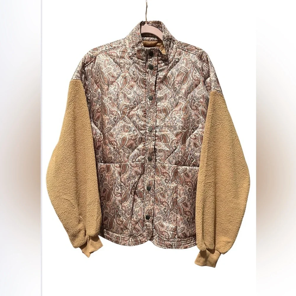 Umgee Colorado Snuggles Paisley Jacket, Tan/Gold, Size Medium